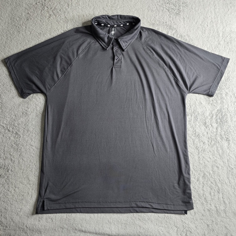 Legend Polo Shirt Mens Large Black Short Sleeve Stretch Luxury